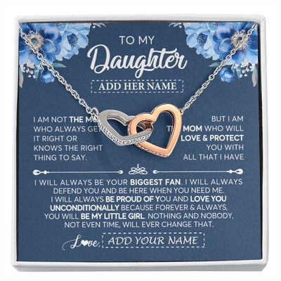 Interlocking Hearts Necklace Stainless Steel & Rose Gold Finish | 1 | Personalized To My Daughter Necklace From Mom Mother Proud Of You Birthday Gifts For Daughter Jewelry Gifts Christmas Custom Gift Box Message Card | https://siriusteestore.