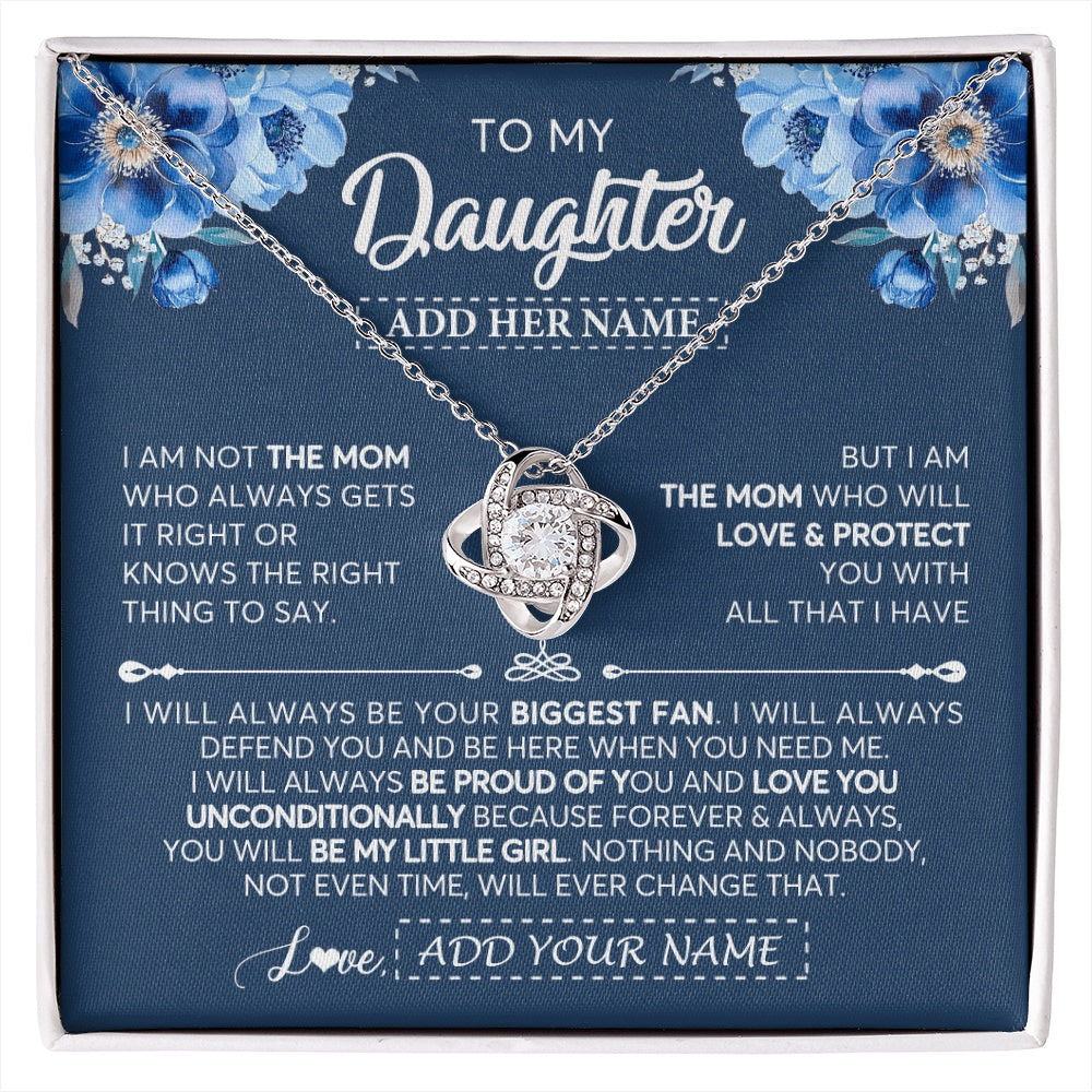 Love Knot Necklace 14K White Gold Finish | 1 | Personalized To My Daughter Necklace From Mom Mother Proud Of You Birthday Gifts For Daughter Jewelry Gifts Christmas Custom Gift Box Message Card | https://siriusteestore.