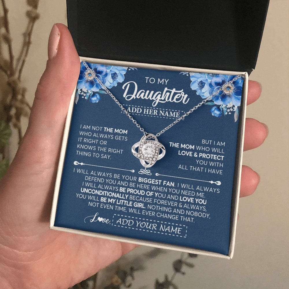 Love Knot Necklace 14K White Gold Finish | 2 | Personalized To My Daughter Necklace From Mom Mother Proud Of You Birthday Gifts For Daughter Jewelry Gifts Christmas Custom Gift Box Message Card | https://siriusteestore.