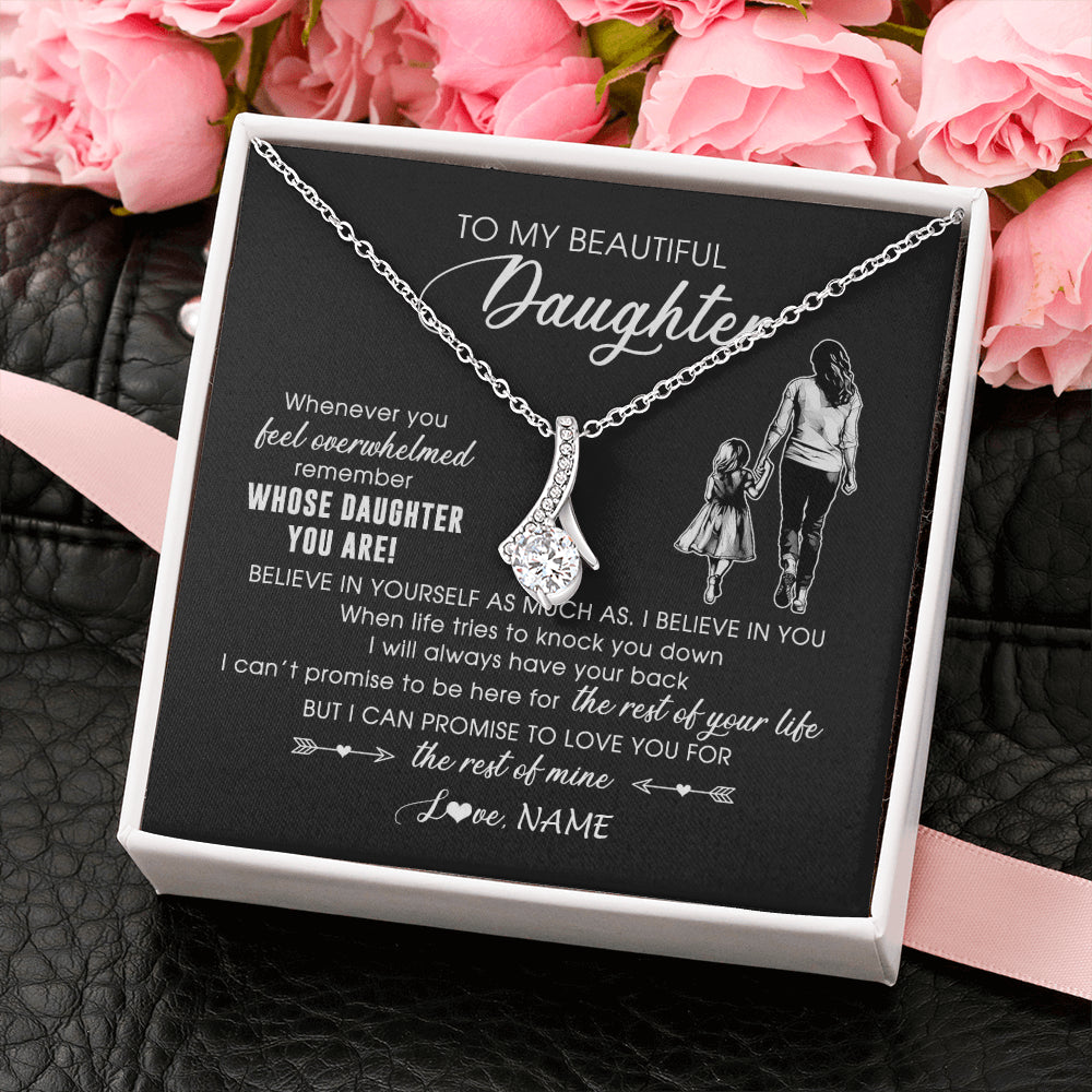 Alluring Beauty Necklace 14K White Gold Finish | 2 | Personalized To My Daughter Necklace From Mom Mother Whenever You Feel Overwhelmed Daughter Jewelry Birthday Graduation Christmas Customized Message Card | siriusteestore