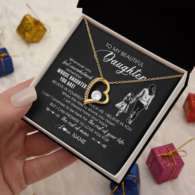 Forever Love Necklace 18K Yellow Gold Finish | 2 | Personalized To My Daughter Necklace From Mom Mother Whenever You Feel Overwhelmed Daughter Jewelry Birthday Graduation Christmas Customized Message Card | siriusteestore