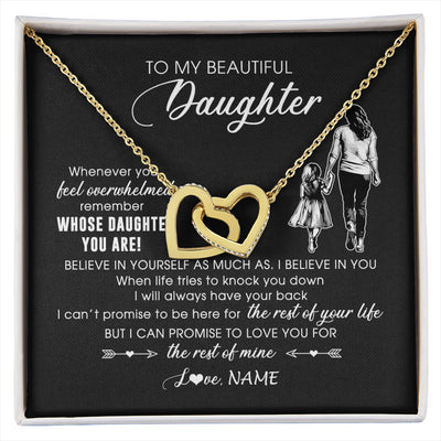 Interlocking Hearts Necklace 18K Yellow Gold Finish | 1 | Personalized To My Daughter Necklace From Mom Mother Whenever You Feel Overwhelmed Daughter Jewelry Birthday Graduation Christmas Customized Message Card | siriusteestore