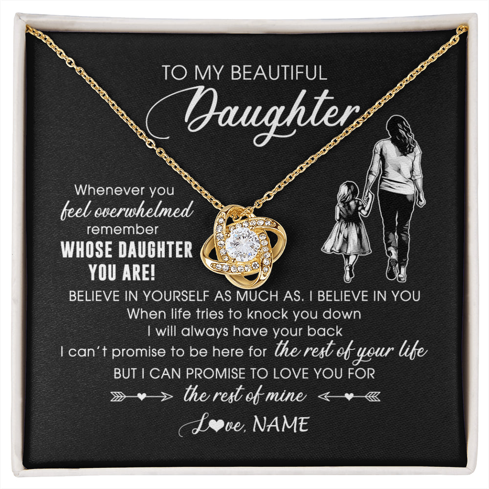 Love Knot Necklace 18K Yellow Gold Finish | 1 | Personalized To My Daughter Necklace From Mom Mother Whenever You Feel Overwhelmed Daughter Jewelry Birthday Graduation Christmas Customized Message Card | siriusteestore