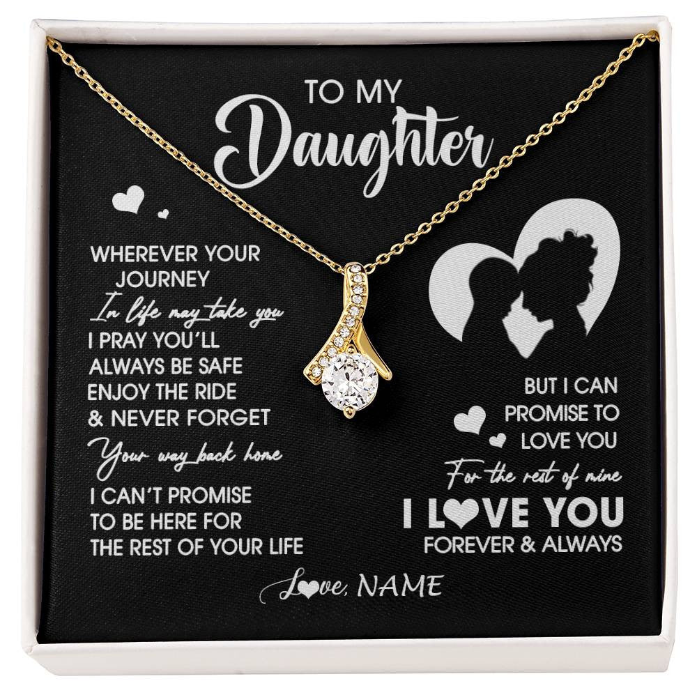 Alluring Beauty Necklace 18K Yellow Gold Finish | 1 | Personalized To My Daughter Necklace From Mom Mother Wherever Your Journey Daughter Birthday Gifts Graduation Christmas Customized Gift Box Message Card | siriusteestore
