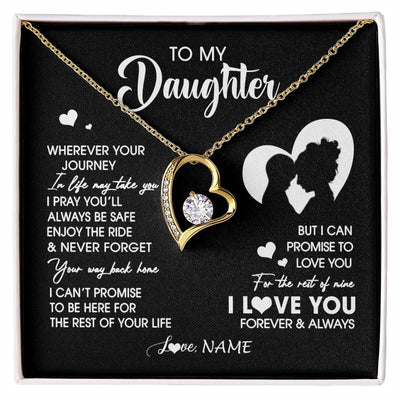 Forever Love Necklace 18K Yellow Gold Finish | 1 | Personalized To My Daughter Necklace From Mom Mother Wherever Your Journey Daughter Birthday Gifts Graduation Christmas Customized Gift Box Message Card | siriusteestore