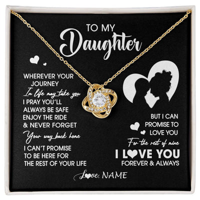 Love Knot Necklace 18K Yellow Gold Finish | 1 | Personalized To My Daughter Necklace From Mom Mother Wherever Your Journey Daughter Birthday Gifts Graduation Christmas Customized Gift Box Message Card | siriusteestore