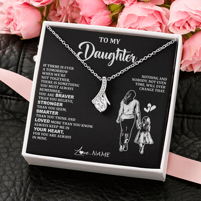 Alluring Beauty Necklace 14K White Gold Finish | 2 | Personalized To My Daughter Necklace From Mom Mother You Are Always In Mine Beautiful Daughter Birthday Jewelry Graduation Christmas With Gift Box Message Card | siriusteestore