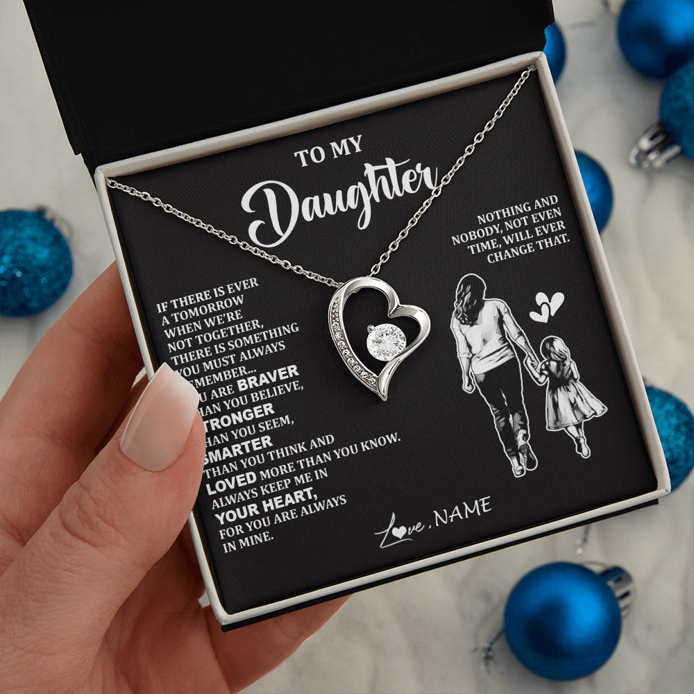 Forever Love Necklace 14K White Gold Finish | 2 | Personalized To My Daughter Necklace From Mom Mother You Are Always In Mine Beautiful Daughter Birthday Jewelry Graduation Christmas With Gift Box Message Card | siriusteestore