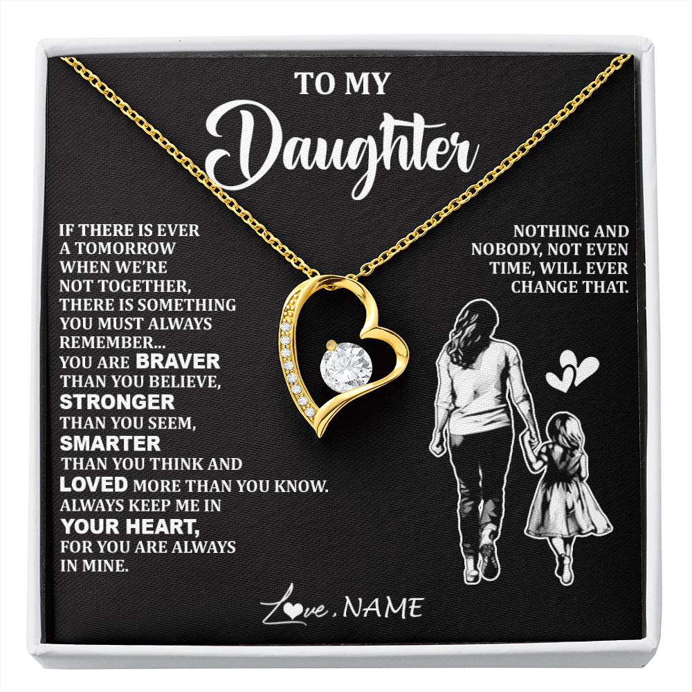 Forever Love Necklace 18K Yellow Gold Finish | 1 | Personalized To My Daughter Necklace From Mom Mother You Are Always In Mine Beautiful Daughter Birthday Jewelry Graduation Christmas With Gift Box Message Card | siriusteestore