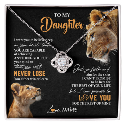 Love Knot Necklace 14K White Gold Finish | 1 | Personalized To My Daughter Necklace From Mom Mother You Will Never Lose Lion Daughter Birthday Gifts Graduation Christmas Customized Gift Box Message Card | siriusteestore