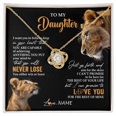 Love Knot Necklace 18K Yellow Gold Finish | 1 | Personalized To My Daughter Necklace From Mom Mother You Will Never Lose Lion Daughter Birthday Gifts Graduation Christmas Customized Gift Box Message Card | siriusteestore