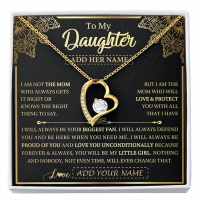 Forever Love Necklace 18K Yellow Gold Finish | 1 | Personalized To My Daughter Necklace From Mom Mother Your Biggest Fan Birthday Gifts For Daughter Gifts Christmas Jewelry Custom Gift Box Message Card | siriusteestore.myshopify