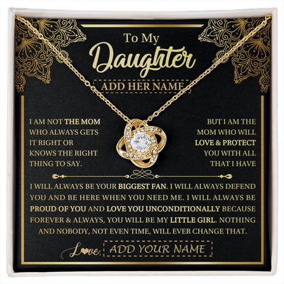 Love Knot Necklace 18K Yellow Gold Finish | 1 | Personalized To My Daughter Necklace From Mom Mother Your Biggest Fan Birthday Gifts For Daughter Gifts Christmas Jewelry Custom Gift Box Message Card | siriusteestore.myshopify