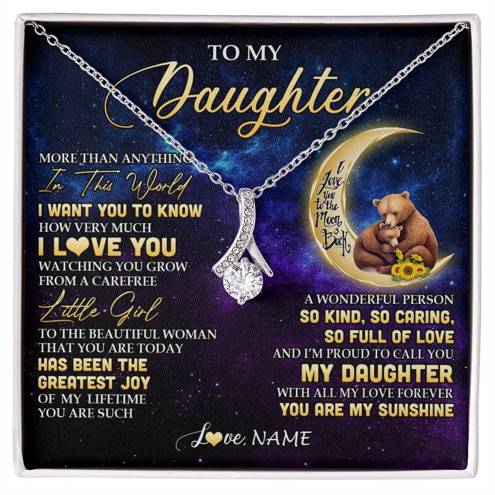 Alluring Beauty Necklace 14K White Gold Finish | 1 | Personalized To My Daughter Necklace From Mom Positive Energy Encourage Brave Little Bear Daughter Birthday Gifts Christmas Customized Gift Box Message Card | siriusteestore