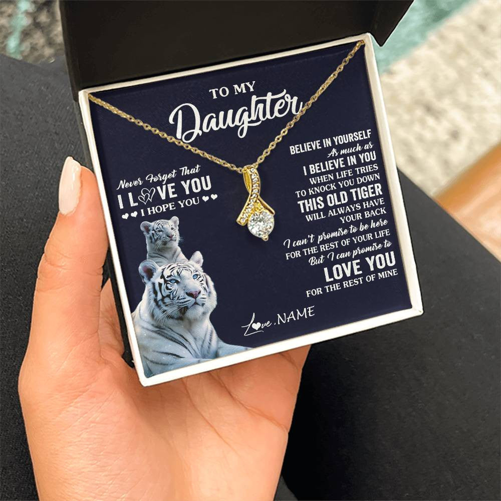 Alluring Beauty Necklace 18K Yellow Gold Finish | 2 | Personalized To My Daughter Necklace Gift From Mom Dad Mother This Old Tiger Love You Daughter Birthday Graduation Christmas Customized Gift Box Message Card | siriusteestore