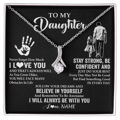 Alluring Beauty Necklace 14K White Gold Finish | 1 | Personalized To My Daughter Necklace I Love You Forever From Dad Daughter Birthday Gifts Christmas Thanksgiving Graduation Customized Gift Box Message Card | siriusteestore