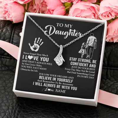 Alluring Beauty Necklace 14K White Gold Finish | 2 | Personalized To My Daughter Necklace I Love You Forever From Dad Daughter Birthday Gifts Christmas Thanksgiving Graduation Customized Gift Box Message Card | siriusteestore