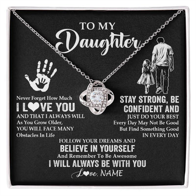 Love Knot Necklace 14K White Gold Finish | 1 | Personalized To My Daughter Necklace I Love You Forever From Dad Daughter Birthday Gifts Christmas Thanksgiving Graduation Customized Gift Box Message Card | siriusteestore