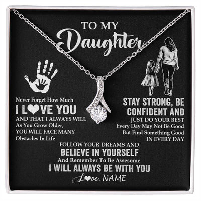 Alluring Beauty Necklace 14K White Gold Finish | 1 | Personalized To My Daughter Necklace I Love You Forever From Mom Daughter Birth Ifts Christmas Thanksgiving Graduation Customized Gift Box Message Card | siriusteestore