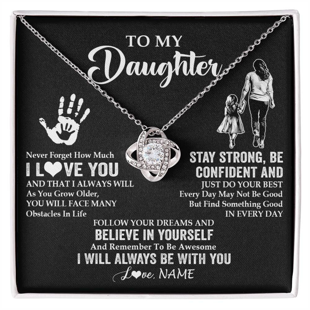 Love Knot Necklace 14K White Gold Finish | 1 | Personalized To My Daughter Necklace I Love You Forever From Mom Daughter Birth Ifts Christmas Thanksgiving Graduation Customized Gift Box Message Card | siriusteestore