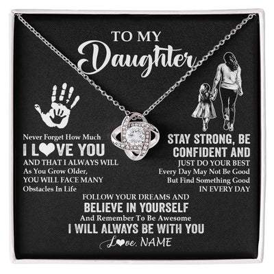 Love Knot Necklace 14K White Gold Finish | 1 | Personalized To My Daughter Necklace I Love You Forever From Mom Daughter Birth Ifts Christmas Thanksgiving Graduation Customized Gift Box Message Card | siriusteestore