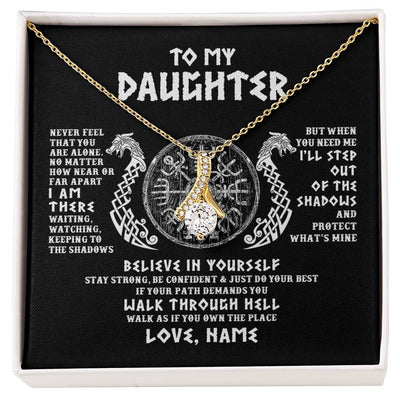 Alluring Beauty Necklace 18K Yellow Gold Finish | 1 | Personalized To My Daughter Necklace Viking Never Feel You Are Alone Odin Scandinavian Norse Runes Daughter Birthday Christmas Customized Gift Box Message Card | siriusteestore