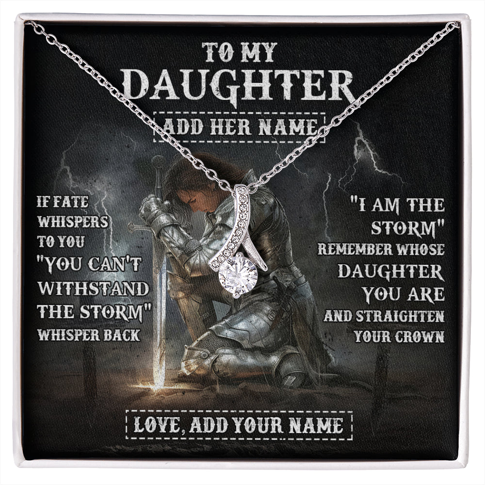 Alluring Beauty Necklace 14K White Gold Finish | 1 | Personalized To My Daughter Necklace Women Warrior Knights Templar I Am The Storm Best Daughter Birthday Gifts Graduation Christmas Gift Box Message Card | siriusteestore