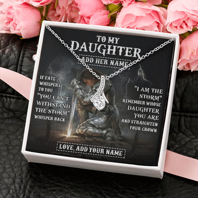 Alluring Beauty Necklace 14K White Gold Finish | 2 | Personalized To My Daughter Necklace Women Warrior Knights Templar I Am The Storm Best Daughter Birthday Gifts Graduation Christmas Gift Box Message Card | siriusteestore