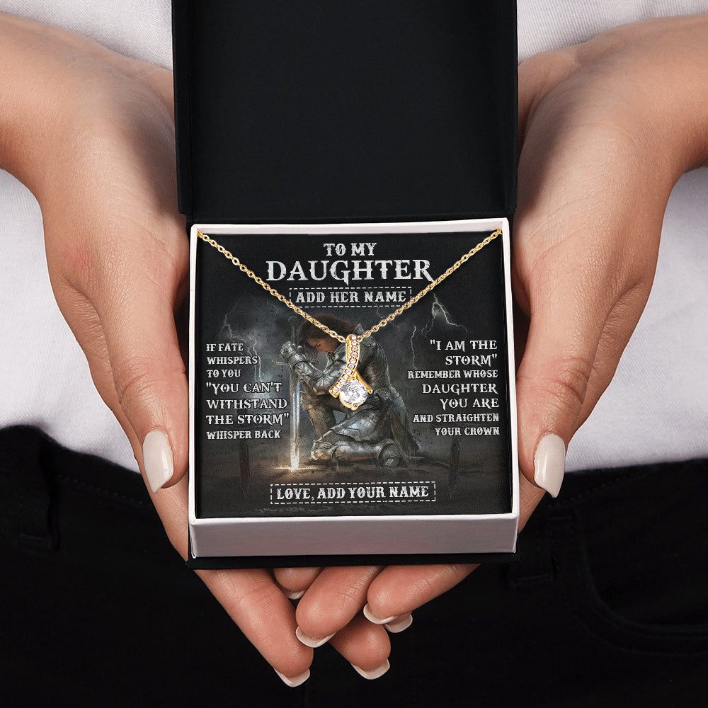 Alluring Beauty Necklace 18K Yellow Gold Finish | 2 | Personalized To My Daughter Necklace Women Warrior Knights Templar I Am The Storm Best Daughter Birthday Gifts Graduation Christmas Gift Box Message Card | siriusteestore