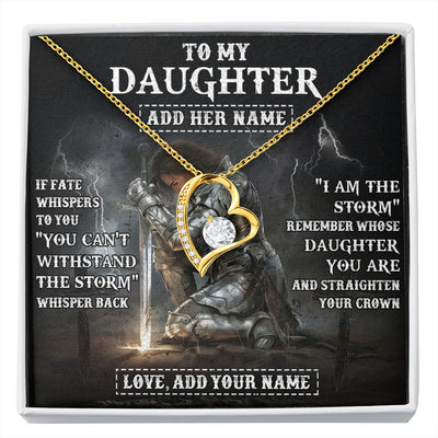 Forever Love Necklace 18K Yellow Gold Finish | 1 | Personalized To My Daughter Necklace Women Warrior Knights Templar I Am The Storm Best Daughter Birthday Gifts Graduation Christmas Gift Box Message Card | siriusteestore