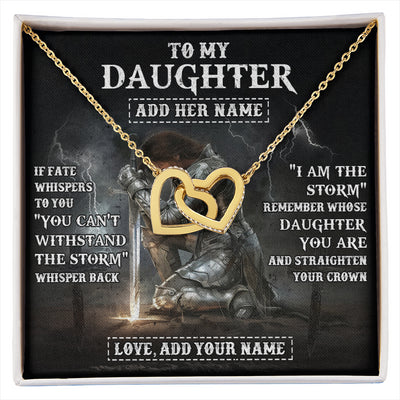 Interlocking Hearts Necklace 18K Yellow Gold Finish | 1 | Personalized To My Daughter Necklace Women Warrior Knights Templar I Am The Storm Best Daughter Birthday Gifts Graduation Christmas Gift Box Message Card | siriusteestore