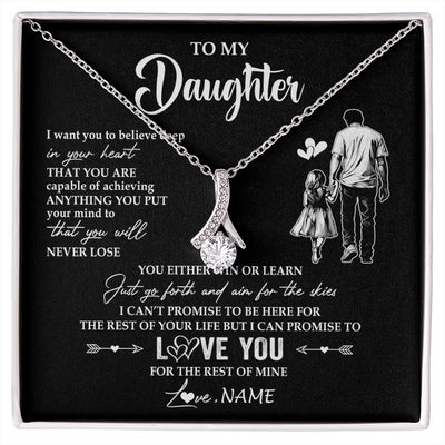 Alluring Beauty Necklace 14K White Gold Finish | 1 | Personalized To My Daughter Necklace You Will Never Lose From Dad Father Daughter Birthday Gifts Graduation Christmas Customized Gift Box Message Card | siriusteestore