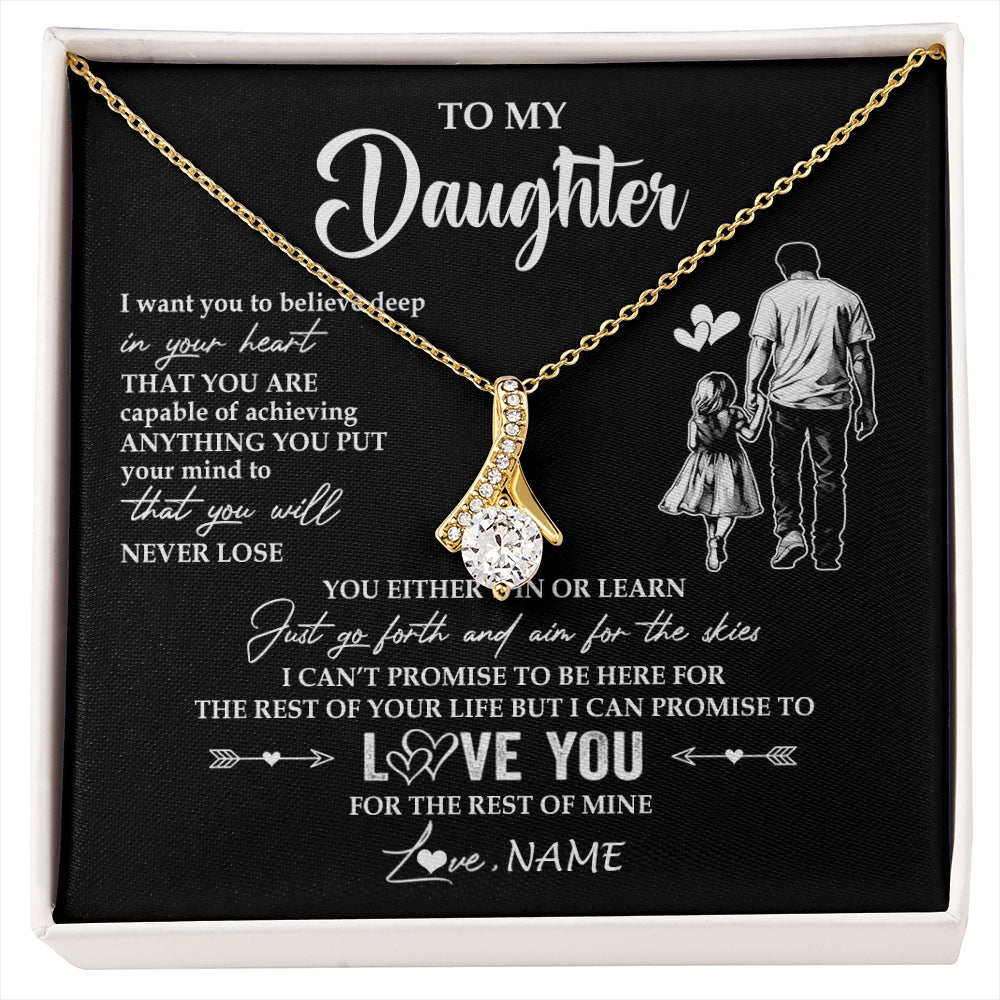 Alluring Beauty Necklace 18K Yellow Gold Finish | 1 | Personalized To My Daughter Necklace You Will Never Lose From Dad Father Daughter Birthday Gifts Graduation Christmas Customized Gift Box Message Card | siriusteestore