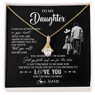 Alluring Beauty Necklace 18K Yellow Gold Finish | 1 | Personalized To My Daughter Necklace You Will Never Lose From Dad Father Daughter Birthday Gifts Graduation Christmas Customized Gift Box Message Card | siriusteestore