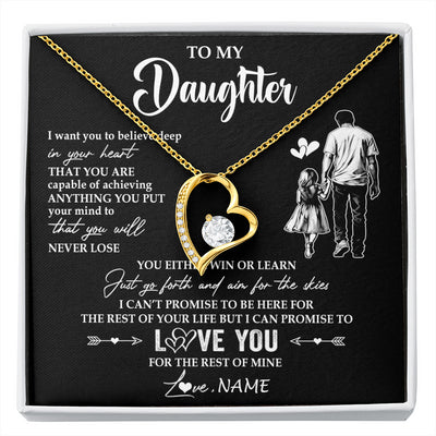Forever Love Necklace 18K Yellow Gold Finish | 1 | Personalized To My Daughter Necklace You Will Never Lose From Dad Father Daughter Birthday Gifts Graduation Christmas Customized Gift Box Message Card | siriusteestore