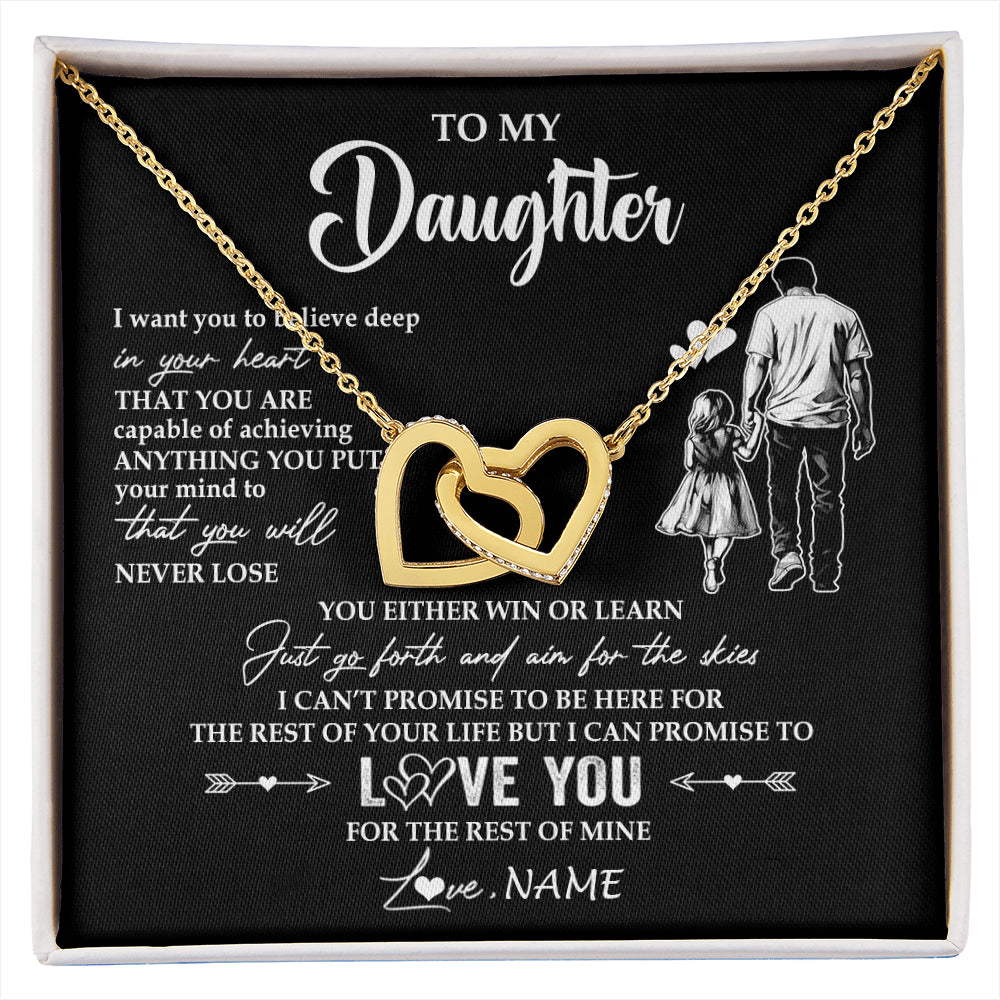 Interlocking Hearts Necklace 18K Yellow Gold Finish | 1 | Personalized To My Daughter Necklace You Will Never Lose From Dad Father Daughter Birthday Gifts Graduation Christmas Customized Gift Box Message Card | siriusteestore