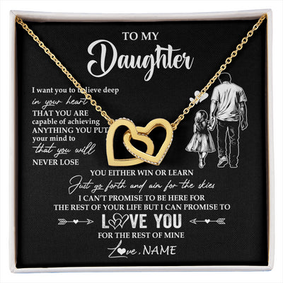 Interlocking Hearts Necklace 18K Yellow Gold Finish | 1 | Personalized To My Daughter Necklace You Will Never Lose From Dad Father Daughter Birthday Gifts Graduation Christmas Customized Gift Box Message Card | siriusteestore