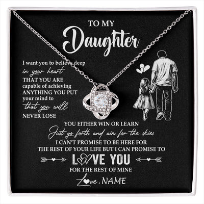 Love Knot Necklace 14K White Gold Finish | 1 | Personalized To My Daughter Necklace You Will Never Lose From Dad Father Daughter Birthday Gifts Graduation Christmas Customized Gift Box Message Card | siriusteestore