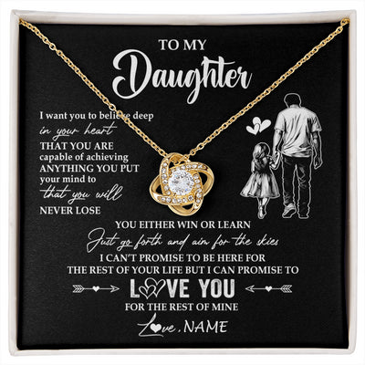 Love Knot Necklace 18K Yellow Gold Finish | 1 | Personalized To My Daughter Necklace You Will Never Lose From Dad Father Daughter Birthday Gifts Graduation Christmas Customized Gift Box Message Card | siriusteestore