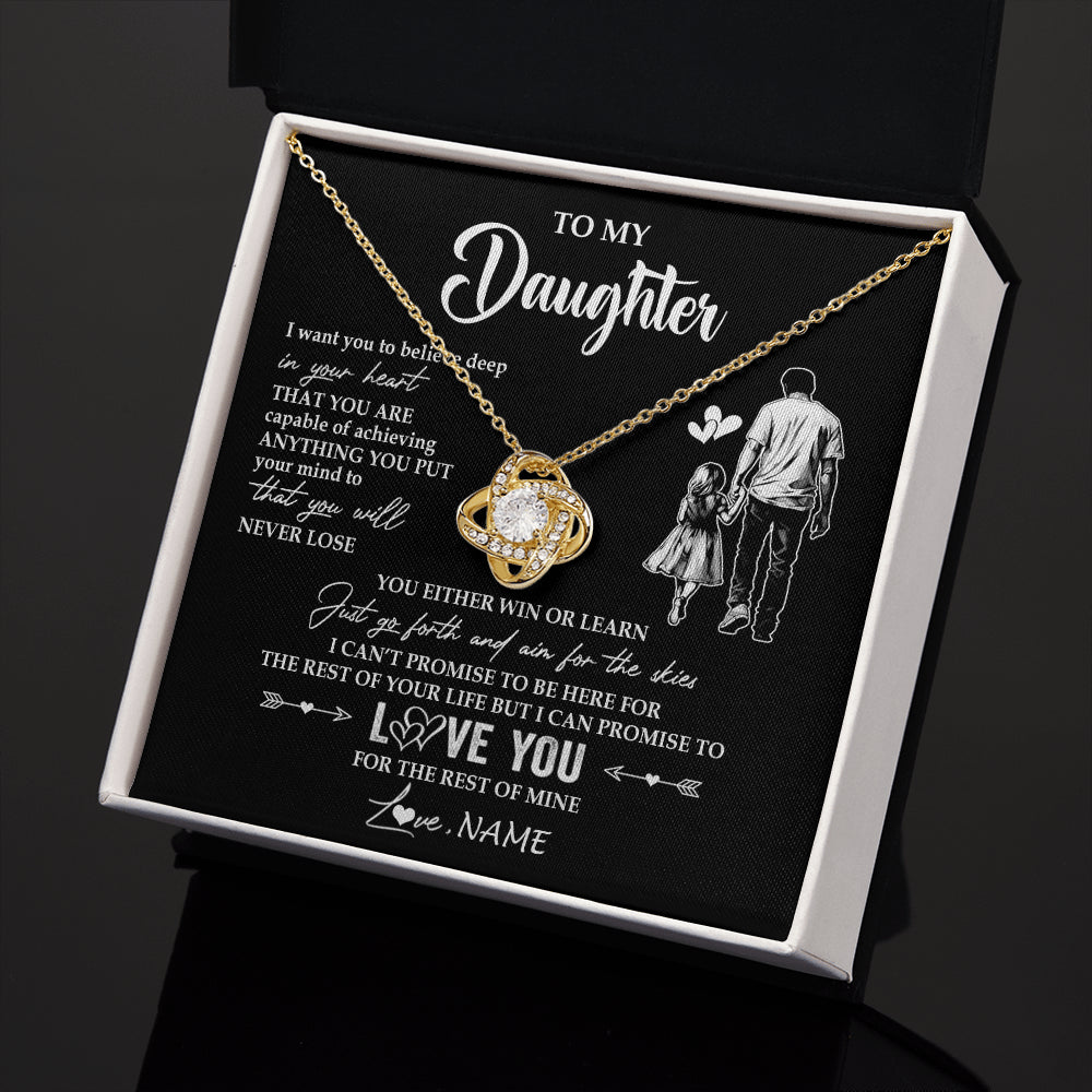 Love Knot Necklace 18K Yellow Gold Finish | 2 | Personalized To My Daughter Necklace You Will Never Lose From Dad Father Daughter Birthday Gifts Graduation Christmas Customized Gift Box Message Card | siriusteestore