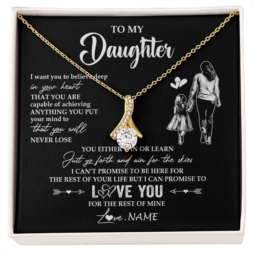 Alluring Beauty Necklace 18K Yellow Gold Finish | 1 | Personalized To My Daughter Necklace You Will Never Lose From Mom Mother Daughter Birthday Gifts Graduation Christmas Customized Gift Box Message Card | siriusteestore