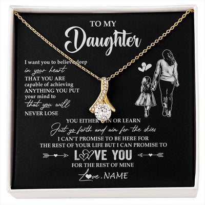 Alluring Beauty Necklace 18K Yellow Gold Finish | 1 | Personalized To My Daughter Necklace You Will Never Lose From Mom Mother Daughter Birthday Gifts Graduation Christmas Customized Gift Box Message Card | siriusteestore