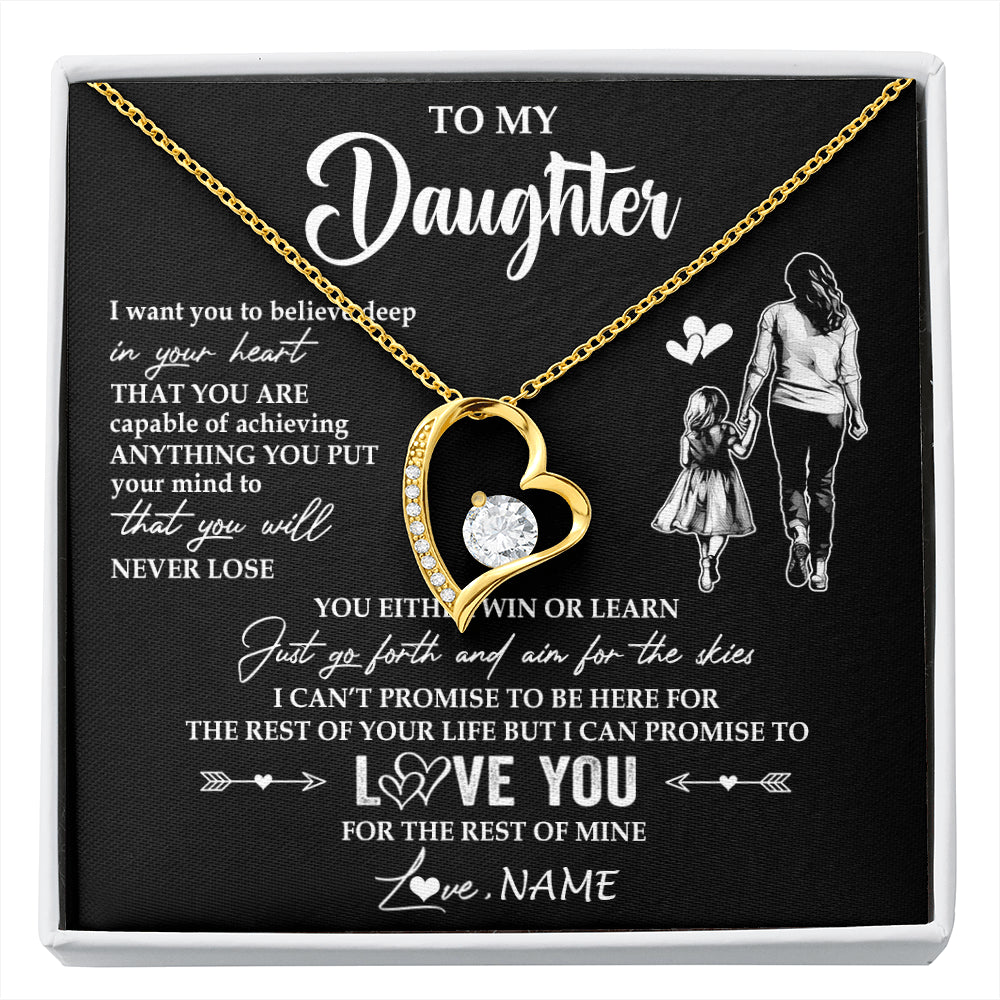 Forever Love Necklace 18K Yellow Gold Finish | 1 | Personalized To My Daughter Necklace You Will Never Lose From Mom Mother Daughter Birthday Gifts Graduation Christmas Customized Gift Box Message Card | siriusteestore