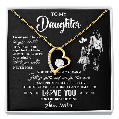 Forever Love Necklace 18K Yellow Gold Finish | 1 | Personalized To My Daughter Necklace You Will Never Lose From Mom Mother Daughter Birthday Gifts Graduation Christmas Customized Gift Box Message Card | siriusteestore
