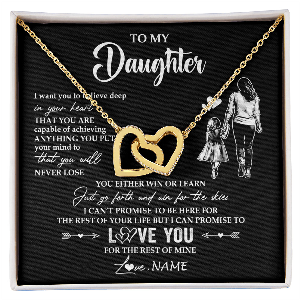 Interlocking Hearts Necklace 18K Yellow Gold Finish | 1 | Personalized To My Daughter Necklace You Will Never Lose From Mom Mother Daughter Birthday Gifts Graduation Christmas Customized Gift Box Message Card | siriusteestore