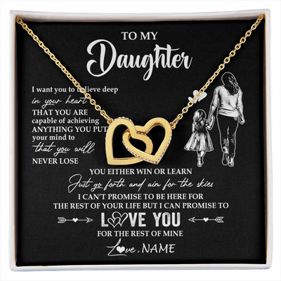 Interlocking Hearts Necklace 18K Yellow Gold Finish | 1 | Personalized To My Daughter Necklace You Will Never Lose From Mom Mother Daughter Birthday Gifts Graduation Christmas Customized Gift Box Message Card | siriusteestore