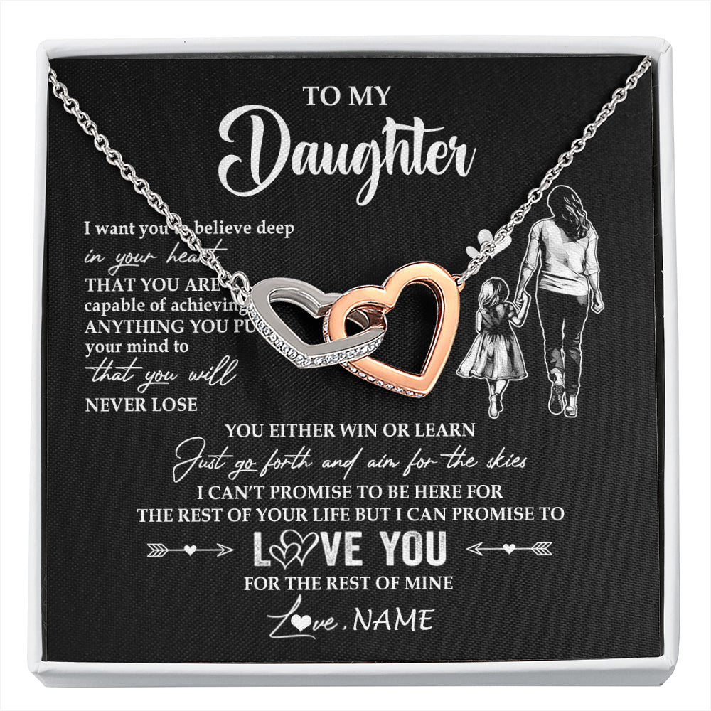 Interlocking Hearts Necklace Stainless Steel & Rose Gold Finish | 1 | Personalized To My Daughter Necklace You Will Never Lose From Mom Mother Daughter Birthday Gifts Graduation Christmas Customized Gift Box Message Card | siriusteestore