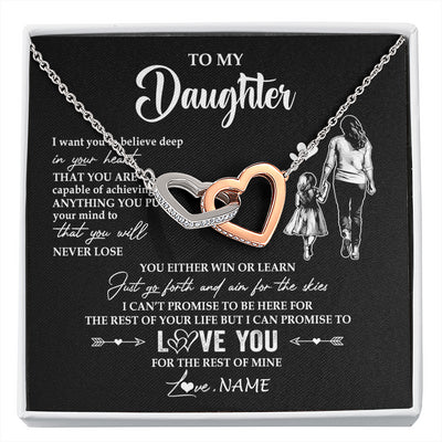 Interlocking Hearts Necklace Stainless Steel & Rose Gold Finish | 1 | Personalized To My Daughter Necklace You Will Never Lose From Mom Mother Daughter Birthday Gifts Graduation Christmas Customized Gift Box Message Card | siriusteestore