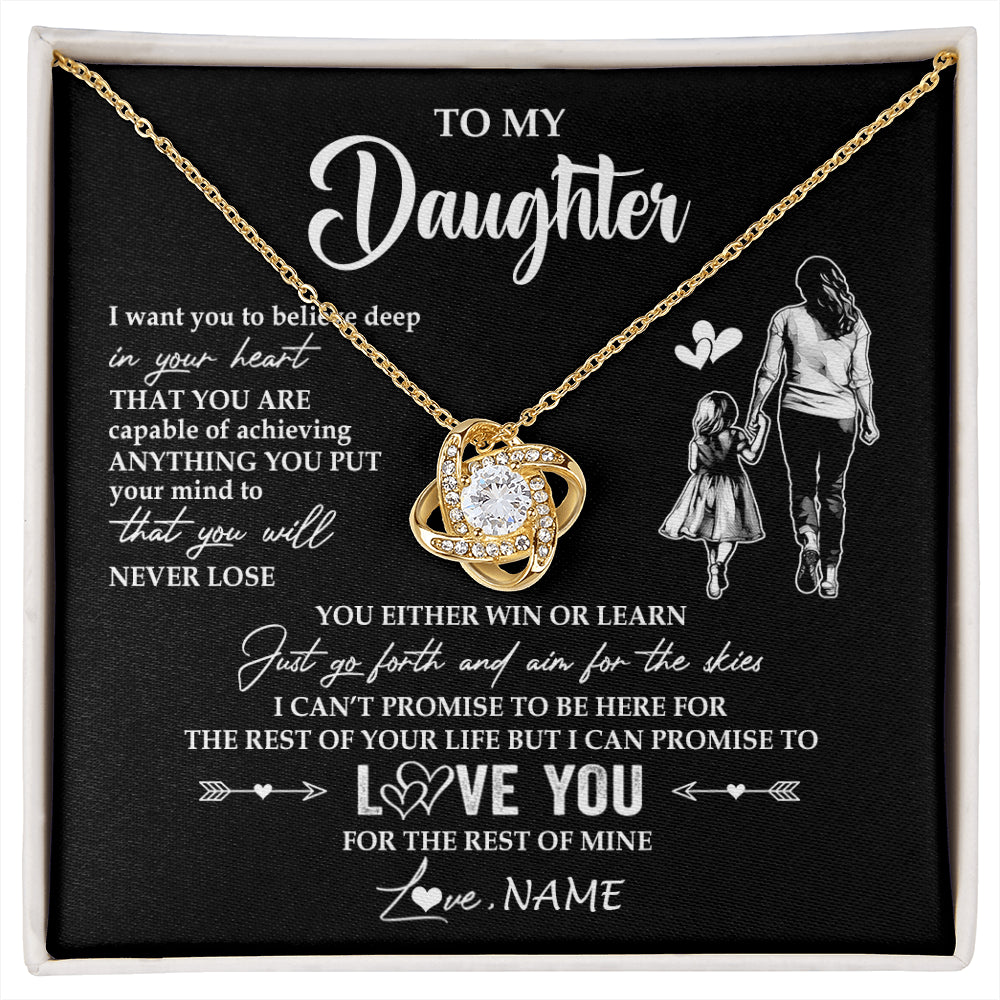 Love Knot Necklace 18K Yellow Gold Finish | 1 | Personalized To My Daughter Necklace You Will Never Lose From Mom Mother Daughter Birthday Gifts Graduation Christmas Customized Gift Box Message Card | siriusteestore