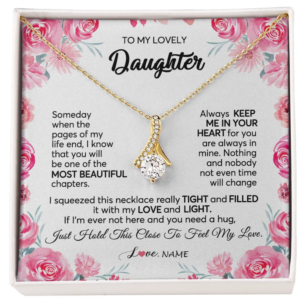 Alluring Beauty Necklace 18K Yellow Gold Finish | 1 | Personalized To My Daughter Necklace from Mom Dad Always Keep Me in Your Heart Daughter Birthday Graduation Christmas Customized Gift Box Message Card | siriusteestore